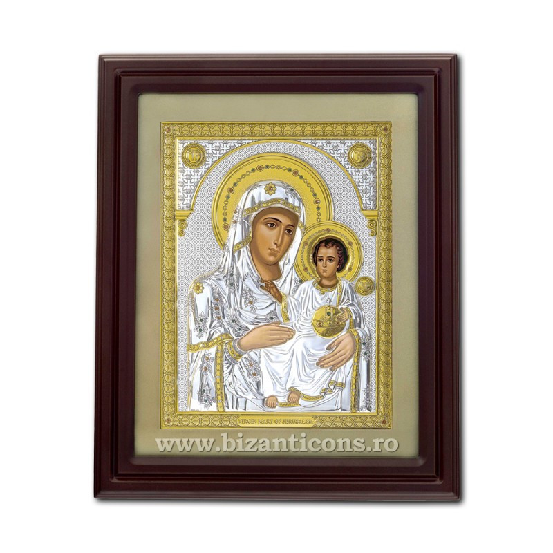 Сребърна икона - Богородица от Иерусалим 51x61 cm