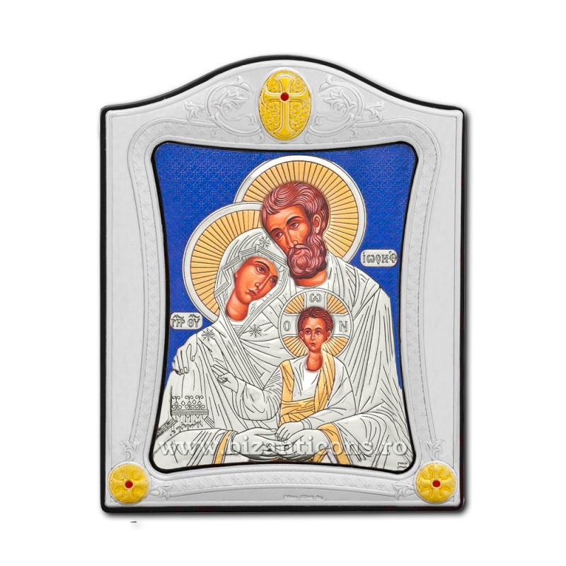 Сребърна икона Ag925 дърво - Светото семейство 15,5x19,5cm