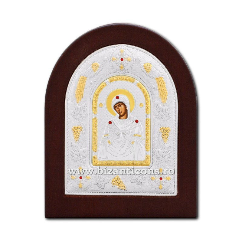 Сребърна икона Ag925 дърво MD - Богородица със 7 стрели 18x22cm