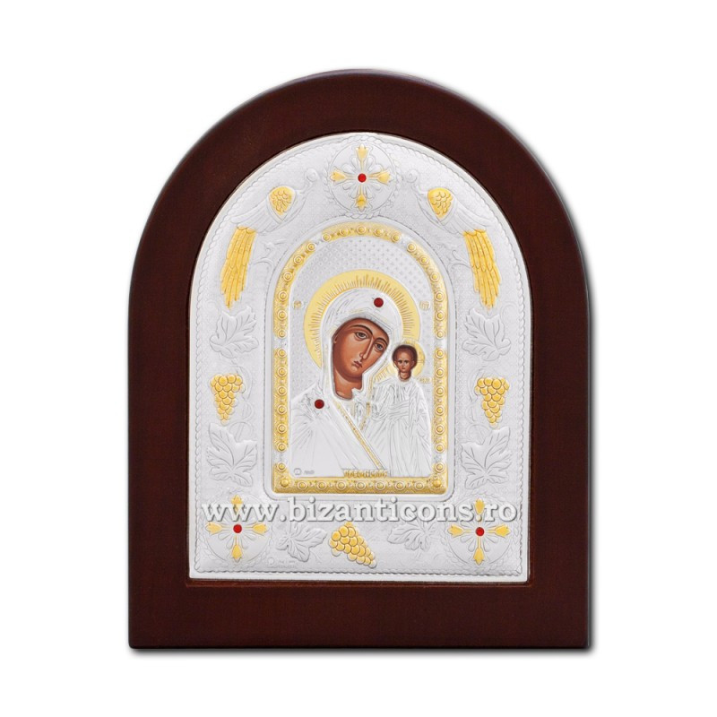 Сребърна икона Ag925 дърво MD - Богородица от Казан 18x22cm