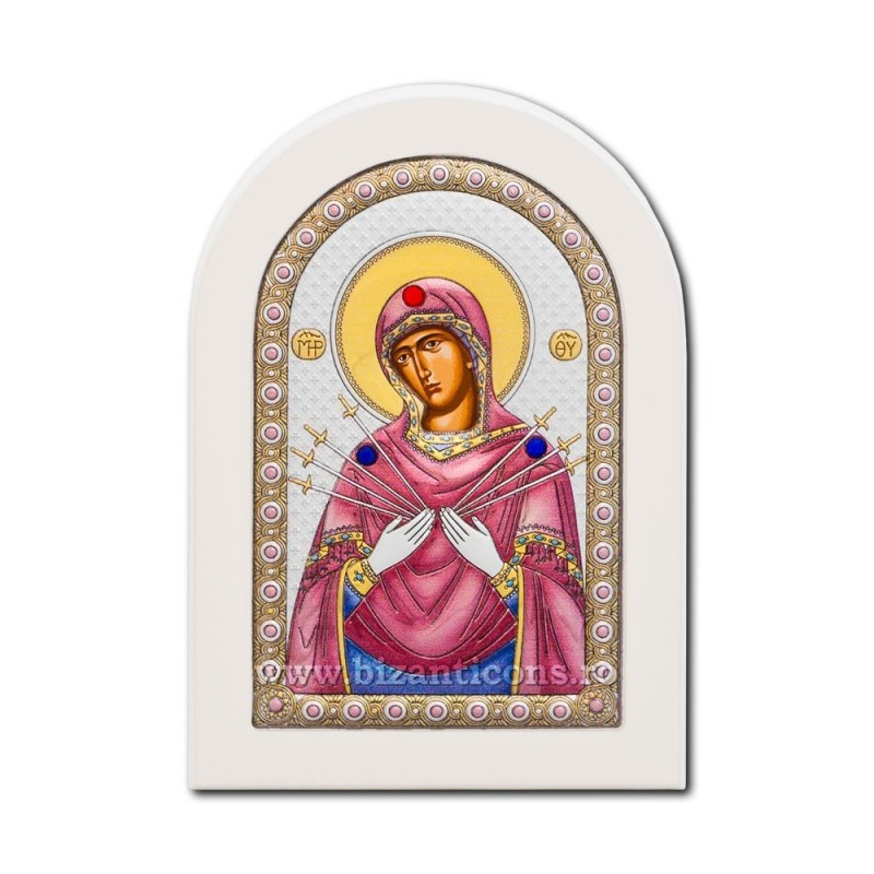 Сребърна икона – Богородица със 7 стрели 10x14 cm