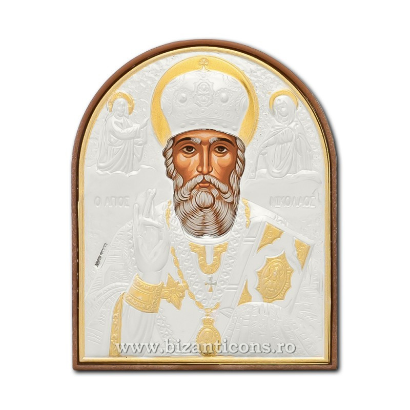 Сребърна икона – Свети Николай 9x11 cm