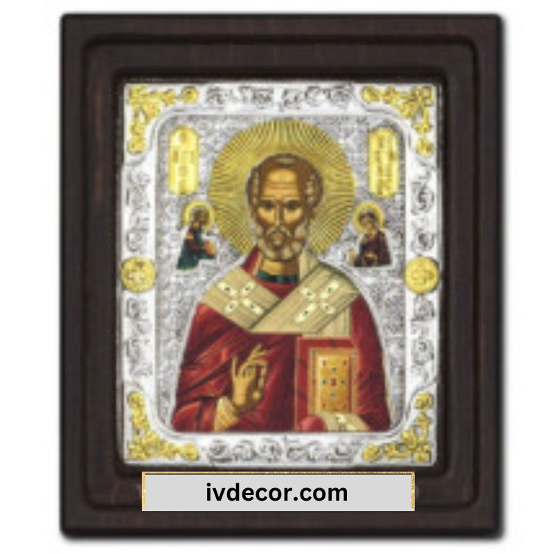 Икона Сребро 925 - Свети Никола 14x16 cm