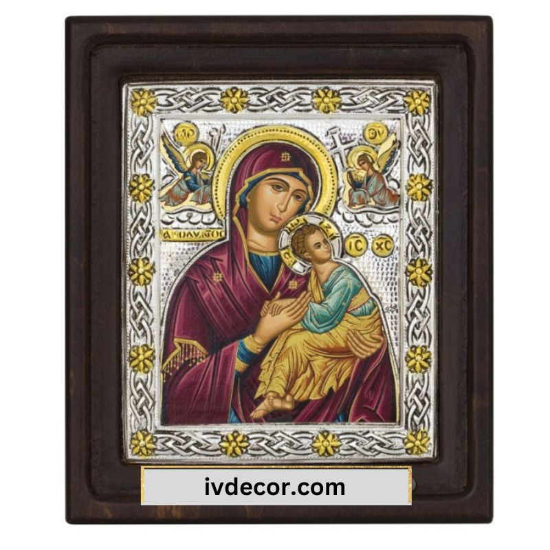 Икона Сребро 925 - Богородица Амолинтос 14x16 cm