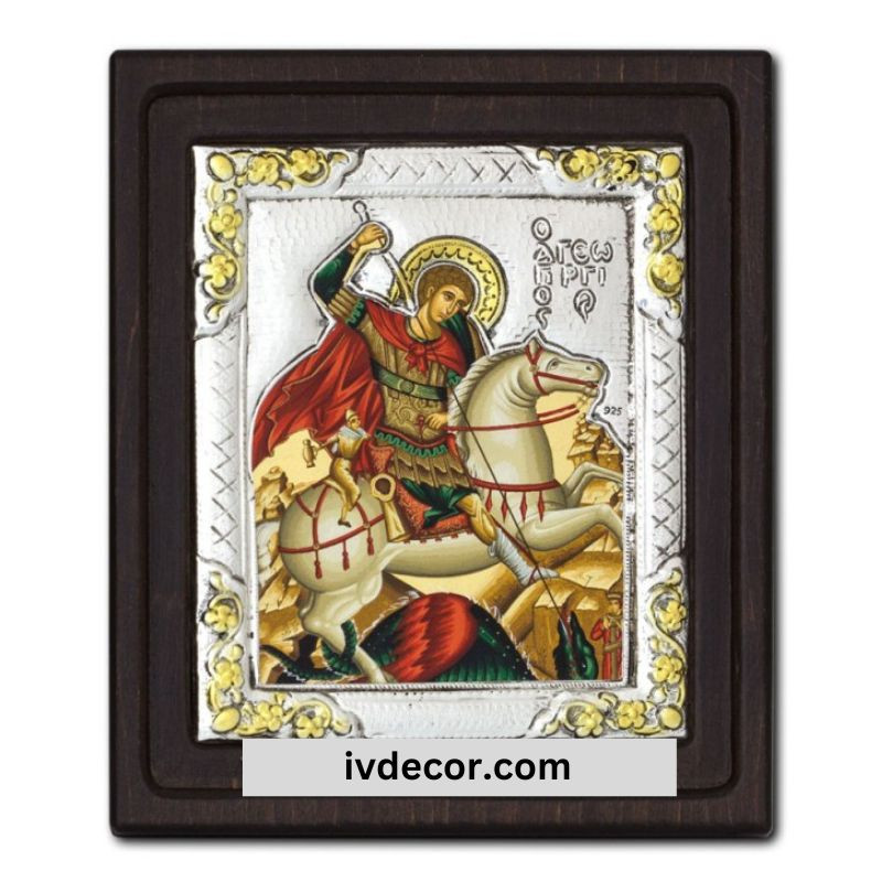 Икона Сребро 925- Свети Георги Победоносец 14x16 cm