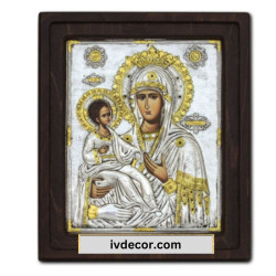 Икона Сребро 925 - Богородица Троеручица -  17x20 cm