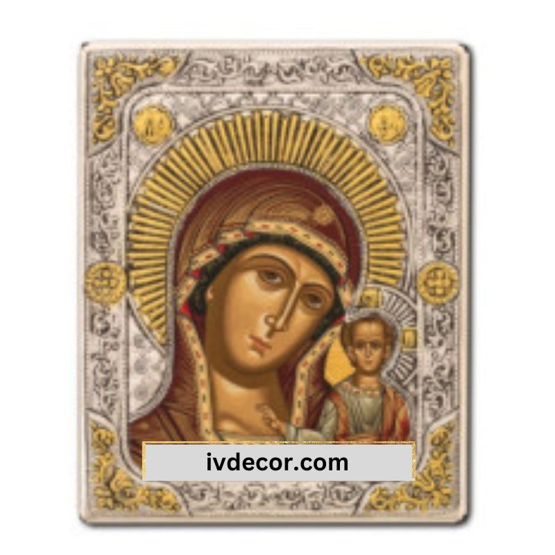 Икона Сребро 925 - Богородица Казанска 12x15 cm