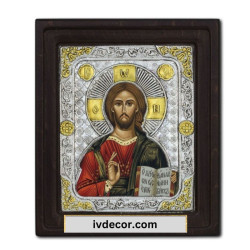 Икона Сребро 925 - Исус от Казан - Пантократор 17x20 cm
