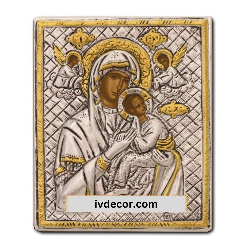 Икона Сребро 925 - Богородица Амолинтос 9X11 cm