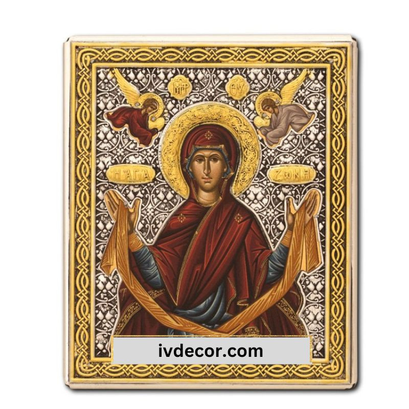Икона Сребро 925 - Честният пояс на Пресвета Богородица 9X11 cm
