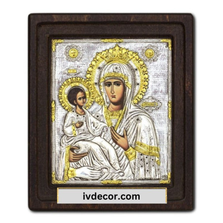 
     Икона Сребро 925 - Богородица Троеручица - Trihirusa 14x16 cm