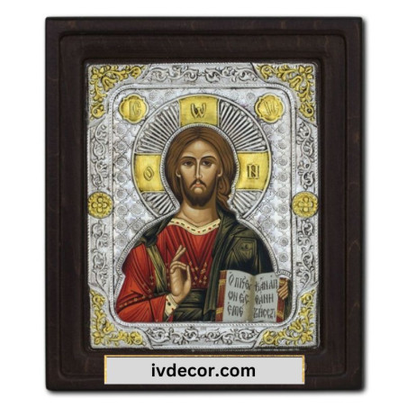 
     Икона Сребро 925 - Исус от Казан - Пантократор 14x16 cm