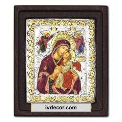 Икона Сребро 925 - Богородица Сладка Целувка 17x20 cm