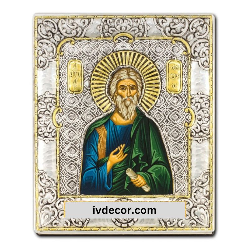 Икона Сребро 925 - Свети Андрей 12x15 cm
