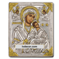 Икона Сребро 925 - Богородица Амолинтос 12x15 cm