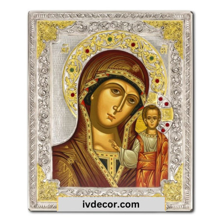 
     Икона Сребро 925 - Богородица Казанска 28x35 cm
