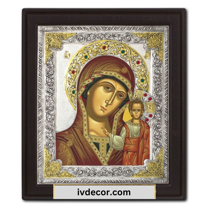 Икона Сребро 925 - Богородица Казанска 36x43 cm