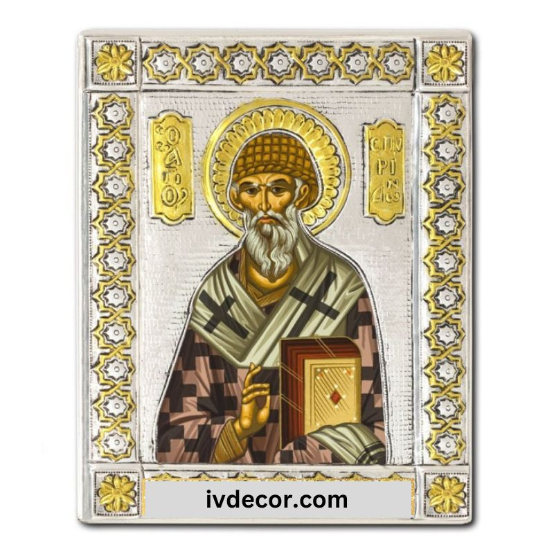 Икона Сребро 925 - Свети Спиридон 15x19 cm
