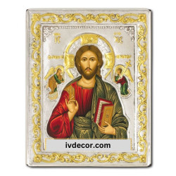 Икона Сребро 925 - Исус Пантократор 15x19 cm