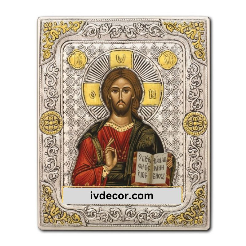 Икона Сребро 925 - Исус от Казан - Пантократор 15x19 cm