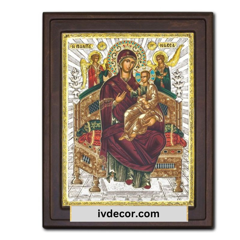 Икона Сребро 925 - Богородица Пантанаса - Лечителка на рак  25x32 cm