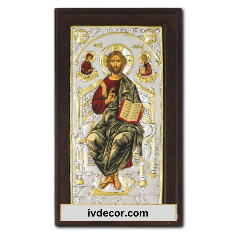 Икона Сребро 925 - Спасителят на престола 21x36 cm