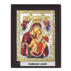 Икона Сребро 925 - Богородица Сладка Целувка 25x32 cm