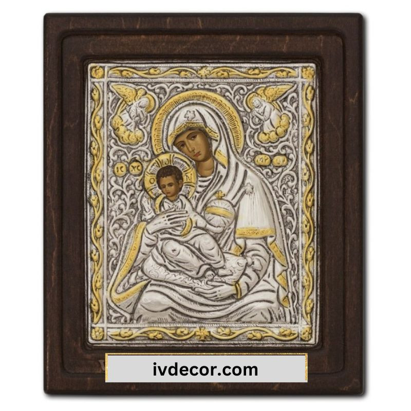 Икона Сребро 925 - Богородица Врефократуса 21x25 cm