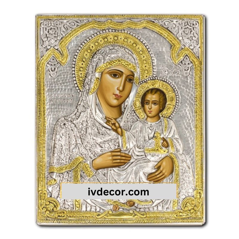 Икона Сребро 925 - Богородица Йерусалимска 15x19 cm