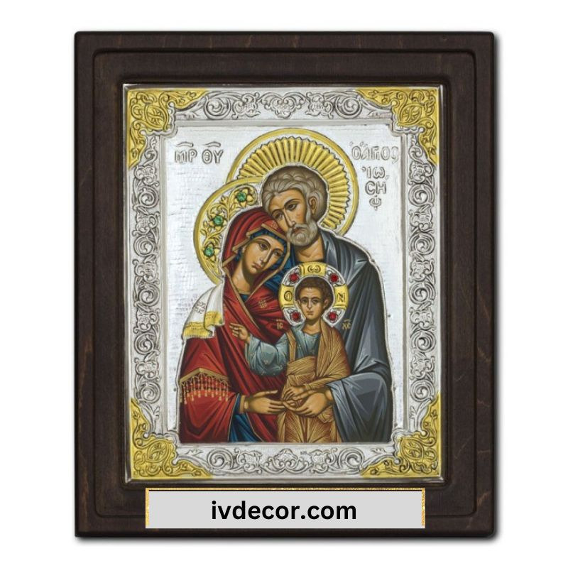 Икона Сребро 925 - Светото семейство 21x25 cm