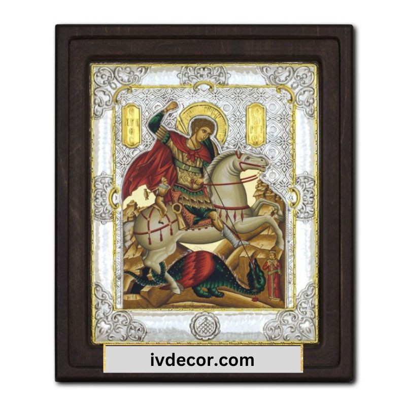 Икона Сребро 925 - Свети Георги Победоносец 21x25 cm