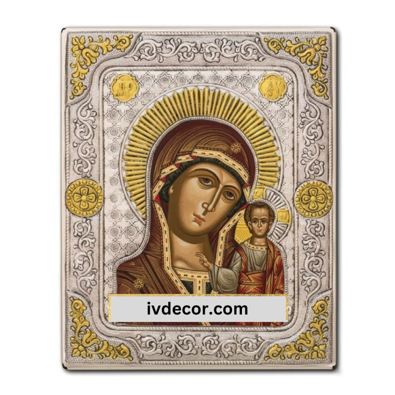 Икона Сребро 925 - Богородица Казанска 15x19 cm