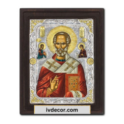 Икона Сребро 925 - Свети Никола 25x32 cm