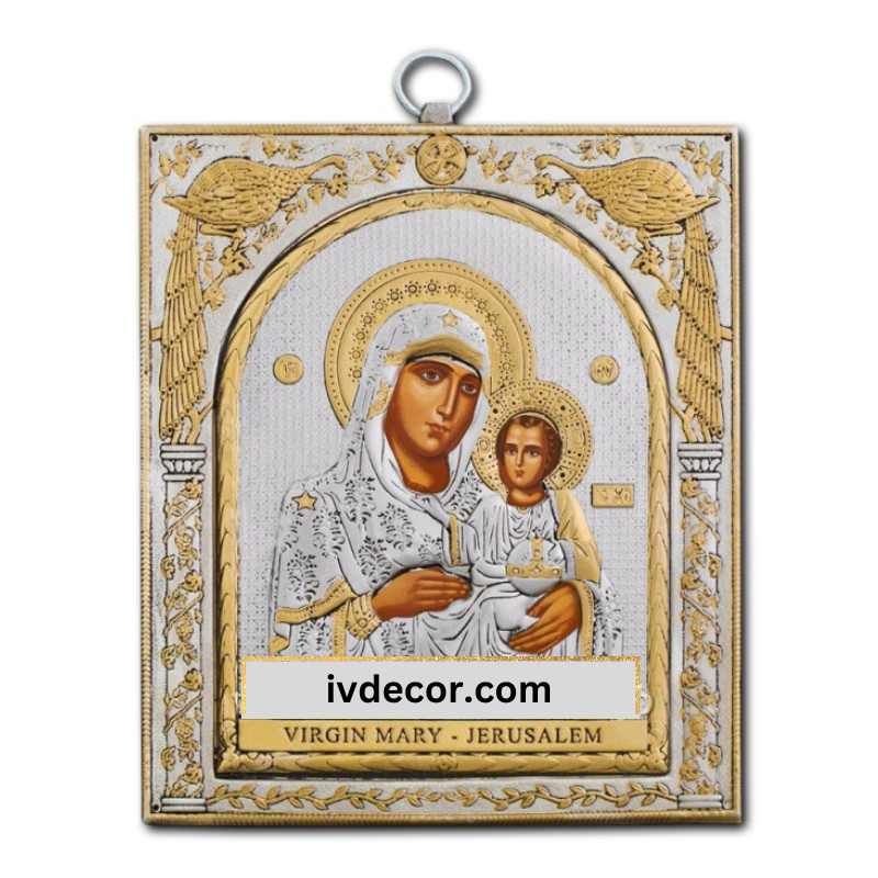Метална икона - Божията майка от Йерусалим 15,5x18 cm