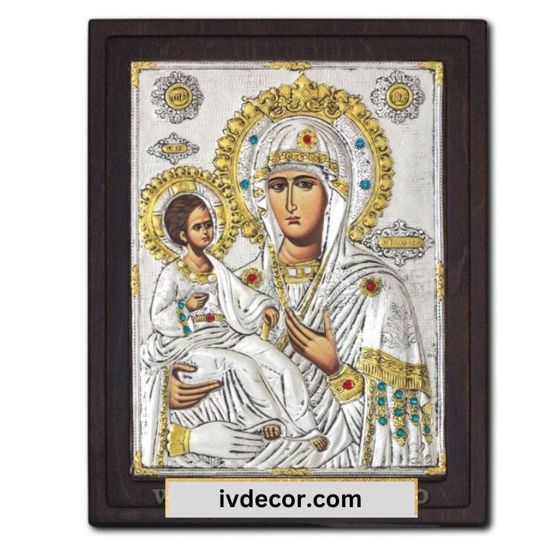 Икона Сребро 925 - Богородица Троеручица - Trihirusa  25x32 cm