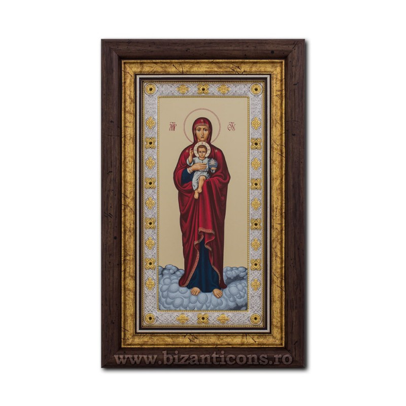 Сребърна икона – Божията Майка с Младенеца от Валаам 20x33 cm