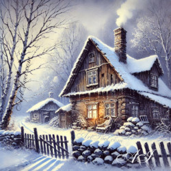 Рисуване по номера -  ЗИМНА ТИШИНА 40х40 см.