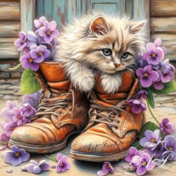 Рисуване по номера -  ПРИКАЗКИ ОТ ДАЛЕЧЕ И КОТЕ 40х40 см.