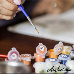 Рисуване по номера - ЗИМНО СЕЛЦЕ 40х40 см.