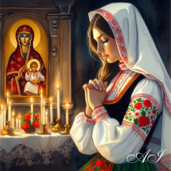 Рисуване по номера -   НАШЕПВАНИ ГОРЕЩИ МОЛИТВИ 40х40 см.