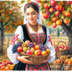 Рисуване по номера - УРОЖАЙ ЗЛАТНИ ПЛОДОВЕ40х40 см.