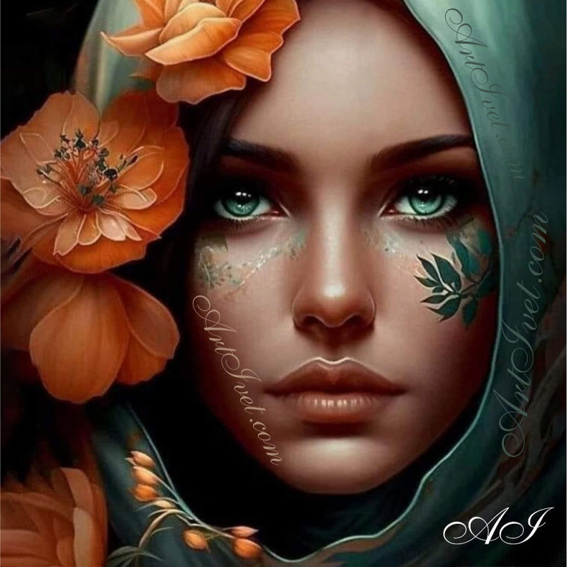 Рисуване по номера - ЗЕЛЕНИ ОЧИ - ЗЕЛЕНА ОМАЯ 40х40 см.