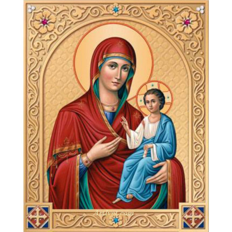 
     Рисуване по номера - ДЕВАТА С МЛАДЕНЕЦА  СЪС СИН ПЛАЩ