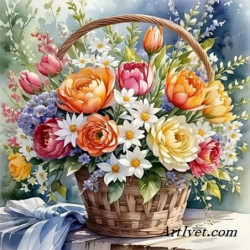 Рисуване по номера - БУКЕТ ПРЕПЪЛНЕН С НЕЖНОСТ