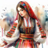Рисуване по номера - МОМИЧЕ В НОСИЯ - СВЕТЛА 40х40 см.