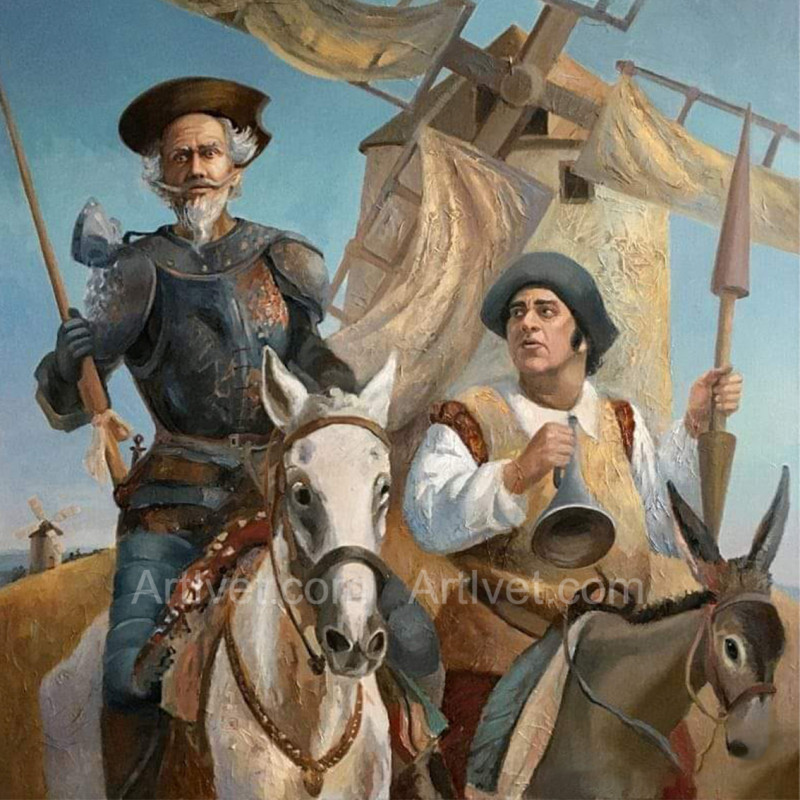 Рисуване по номера - ДОН КИХОТ И САНЧО ПАНСА  40х40 см.