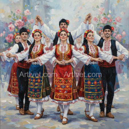 
     Рисуване по номера - АНСАМБЪЛ - НАРОДНИ ТАНЦИ  40х40 см.