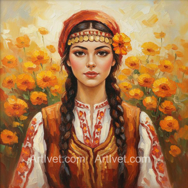 Рисуване по номера - МОМА С НЕВЕНИ  40х40 см.