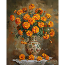 Рисуване по номера - ЦВЕТЯ - ОРАНЖЕВИ СЛЪНЦА