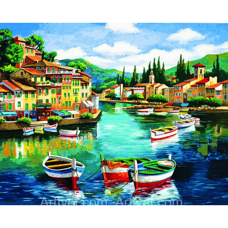 Рисуване по номера - ЛОДКИ В СРЕБЪРНОТО ЕЗЕРО